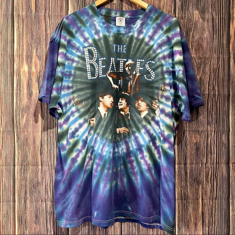 Vintage 1997 the Beatles T shirt graphic on both sides All around Tie Dye 90s